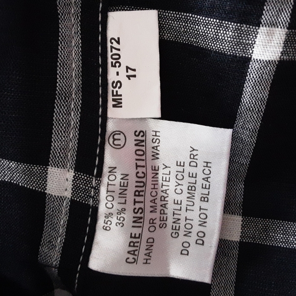 Mutfi men's shirt oll tab long sleeves casual button down linen blend plaid 3XL - Picture 8 of 9